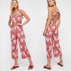Free People Fresh Fields Pleated Jumpsuit size Medium